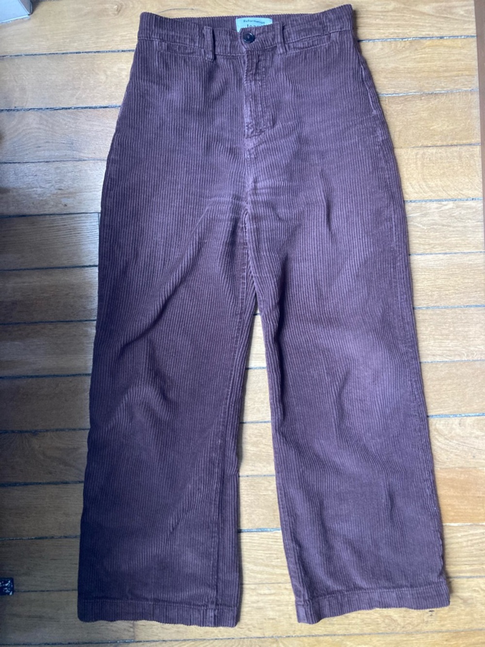 Reformation High-Waist Wide-Leg Corduroy Pants - Deep Brown